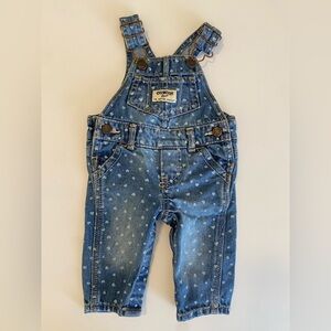 OshKosh B'gosh Heart-Patterned Blue Overalls 3Months